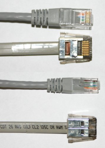 [picture of an RJ47 plug and IBM's special RJ45-looking plug]