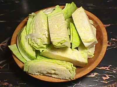 cabbage cut for processing
